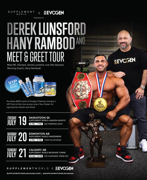 Hany Rambod and Derek Lunsford Evogen X Supplement World Tour